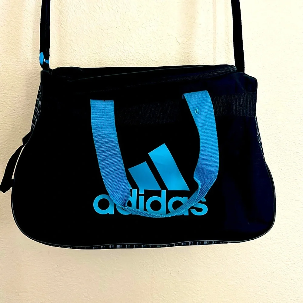Adidas gym bag, blue and black